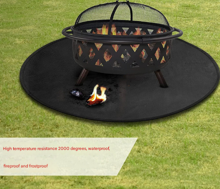 24-Inch Black Fireproof Mat for Fire Pit and BBQ - Silicone Coated